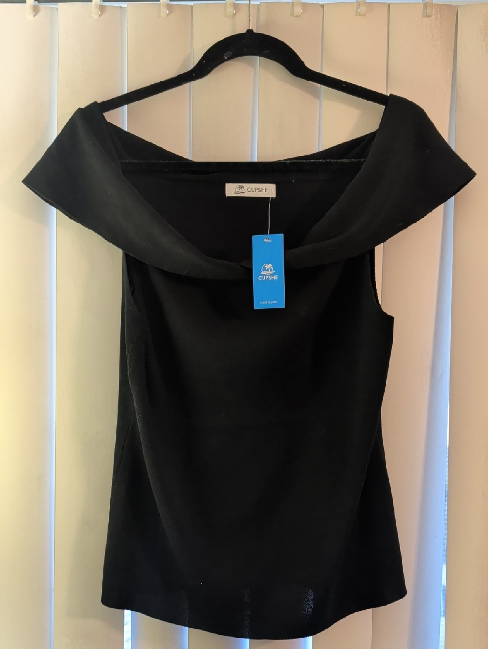 Cupshe Black Fold-Over Off-Shoulder Top XL